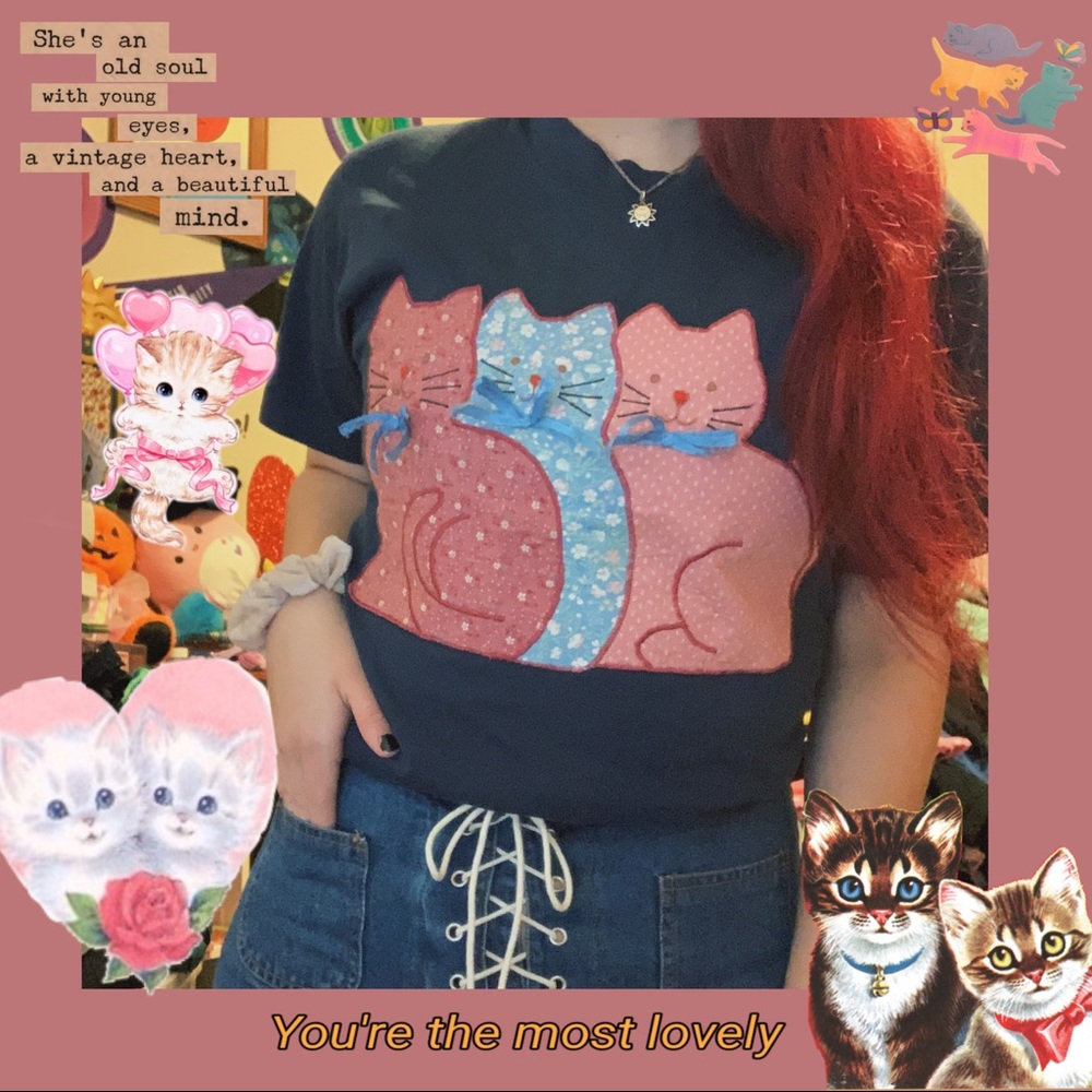 Vintage Cat T-shirt 🐱✨💕 cottage core